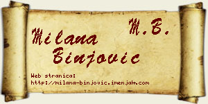 Milana Binjović vizit kartica